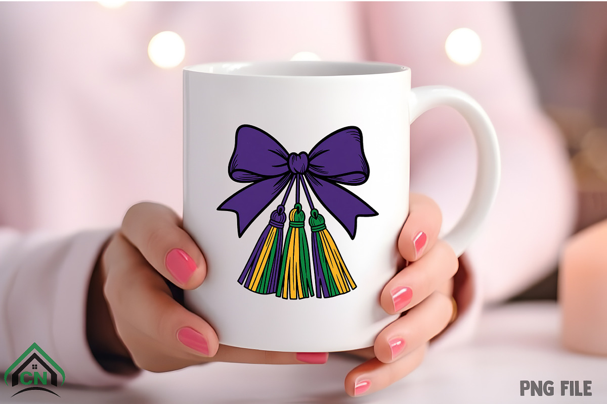 Mardi Gras Ribbon Bow PNG, an Illustration by Craft Nest (Photo 4 of 4)