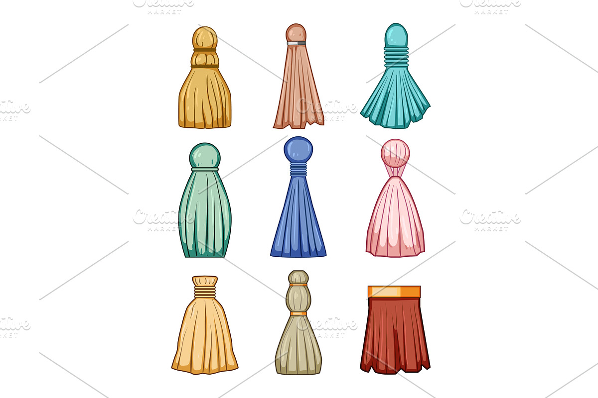 Decorative tassels fringe collection, an Object Illustration by pikepicture
