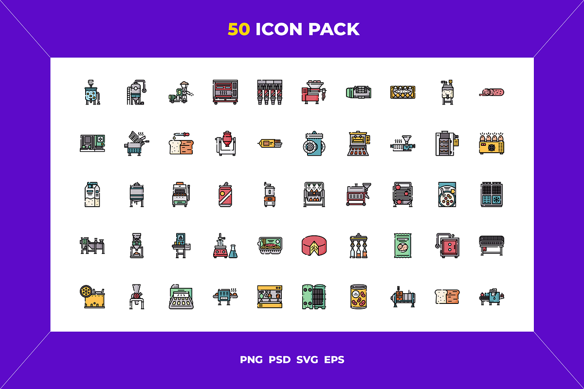 50 Food processing icons, an Icon by Wencory (Photo 1 of 2)