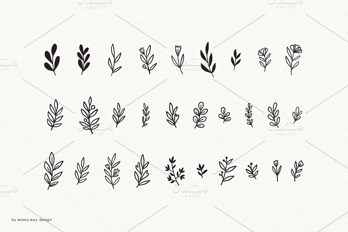100 Hand Drawn Botanical Graphics, a Texture Illustration by Minna May Design (Photo 8 of 10)