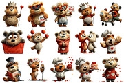 Quirky Valentine Teddy Bear Clipart, an Illustration by OK Design (Thumbnail 3 of 6)