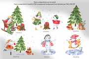 Snowmen Village Watercolor Clipart, an Illustration by Anna Druzhkova (Thumbnail 3 of 20)