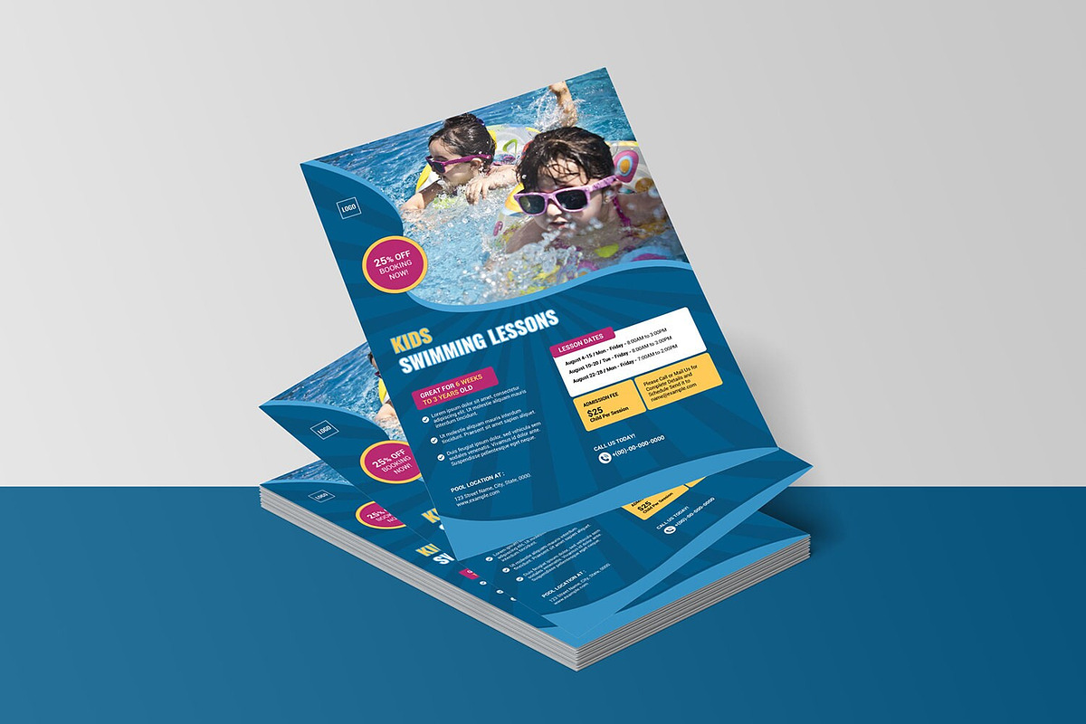 Swimming Lessons Flyer, a Flyer Template by retrographix (Photo 2 of 3)