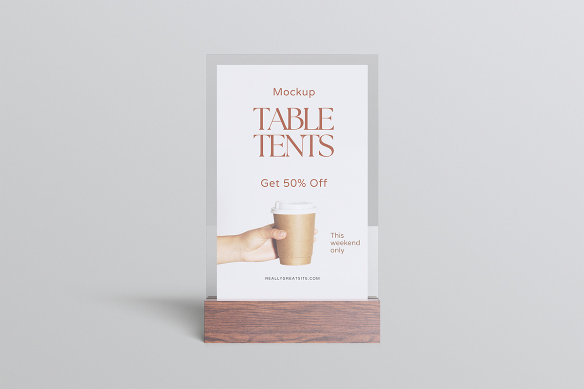 Table Tent Mockup, an Advertising Mockup by HanaSaka_Studio (Photo 5 of 5)