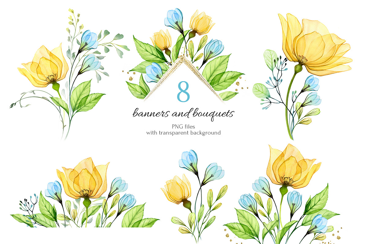 Ukraine. Watercolor floral set, a Decorative Illustration by Akvarelldesign (Photo 4 of 7)