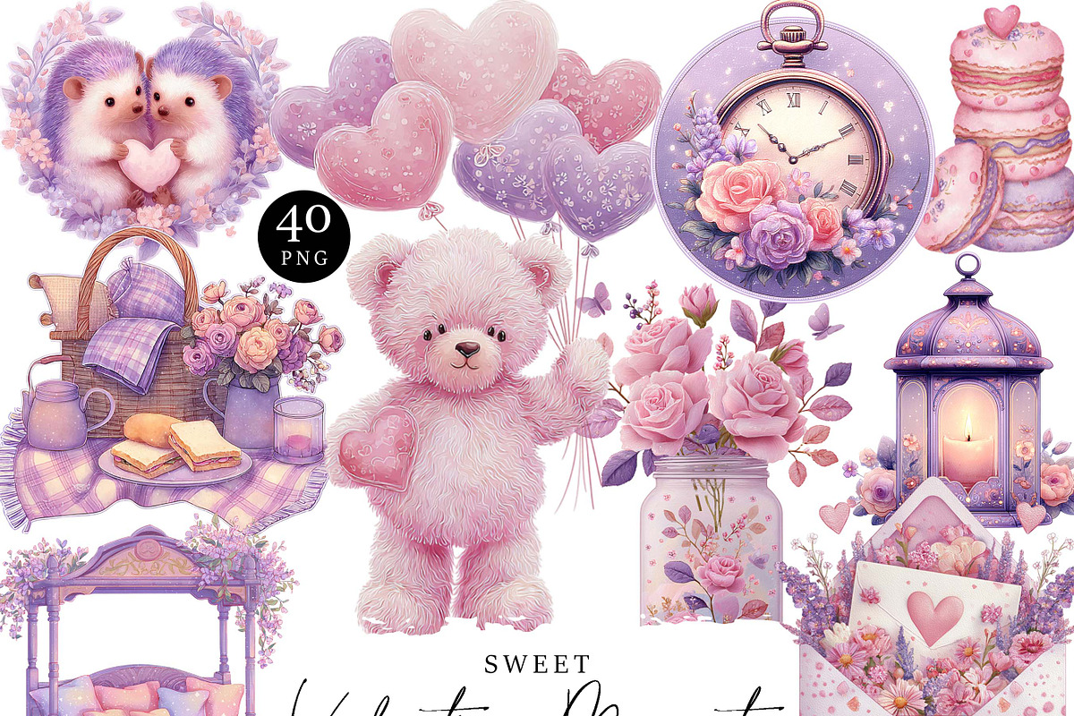 Watercolor Sweet Valentine Clipart, an Object Illustration by Design Scotch (Photo 1 of 10)