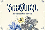 Besquen Modern Gothic Typeface, a Blackletter Font by Heinzel Std (Thumbnail 1 of 13)