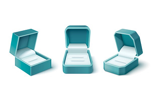 Set of open teal jewelry gift boxes, an Object Illustration by art PVP - market