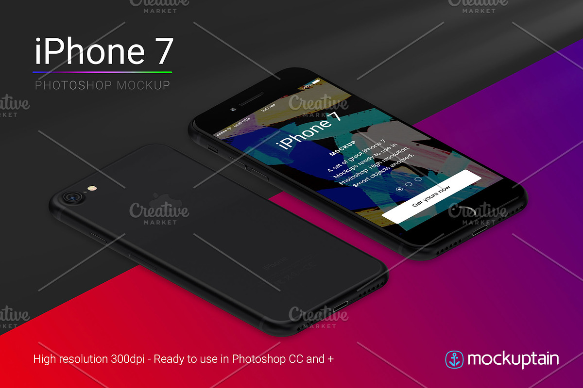 Iphone 7 Mockup Isometric Black, an iPhone Mockup by mockuptain (Photo 3 of 7)
