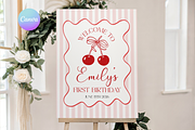 Cherry on Top 1st Bday Welcome Sign, a Templates & Theme by VeliusCreativeStudio (Thumbnail 1 of 3)