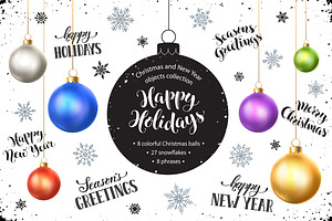 Christmas and New Year objects set