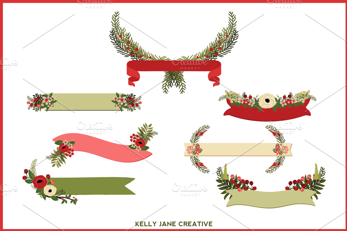 Christmas Banners & Florals, an Illustration by Kelly Jane Creative (Photo 2 of 3)