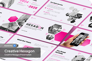 Creative Hexagon Pitch Deck Keynote, a Presentation Template by SquidPixey