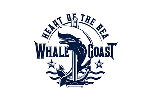 Tshirt Print With Whale And Anchor