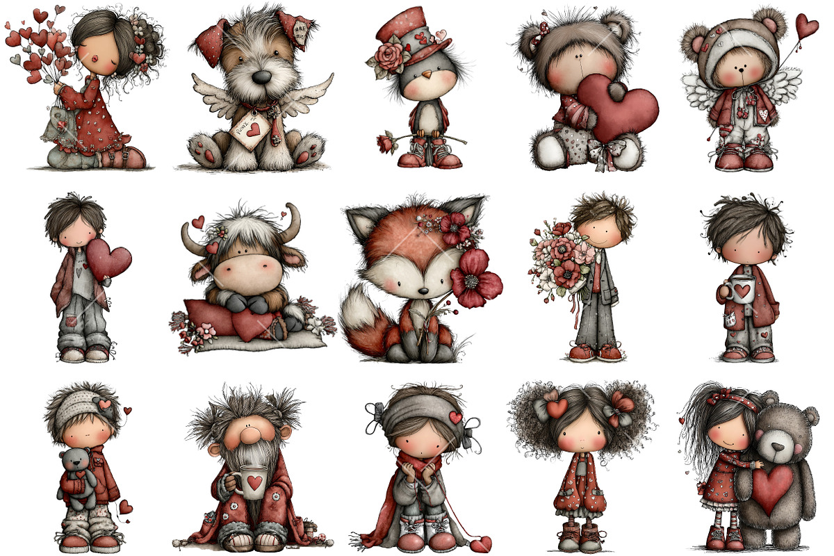 Whimsical Valentine's Clipart, an Illustration by OK Design (Photo 3 of 6)