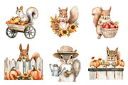 Fall Squirrels Garden Clipart, an Illustration by CreationArt (Thumbnail 3 of 5)