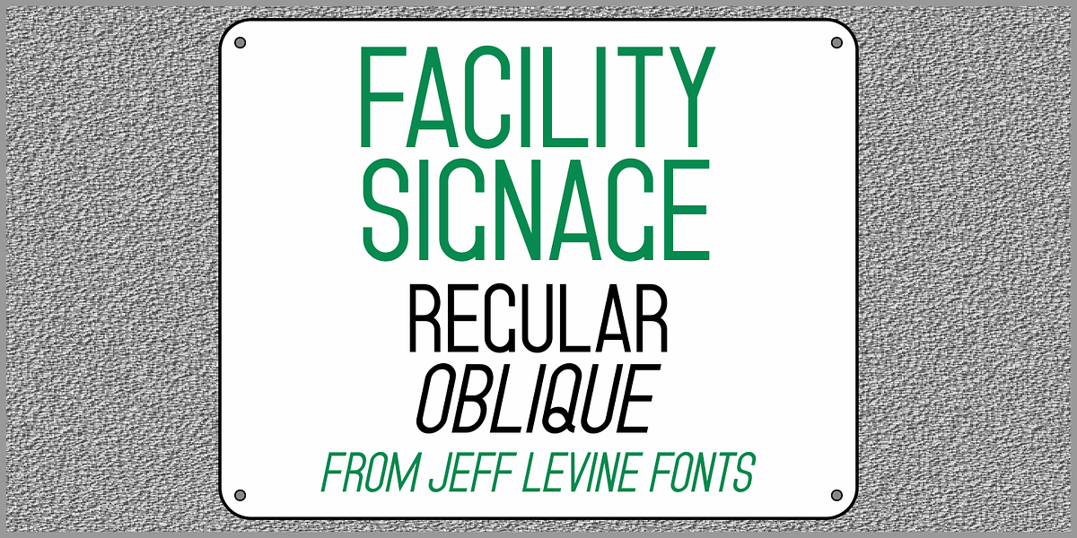 Facility Signage JNL, a Sans Serif Font by Jeff Levine Fonts (Photo 1 of 5)
