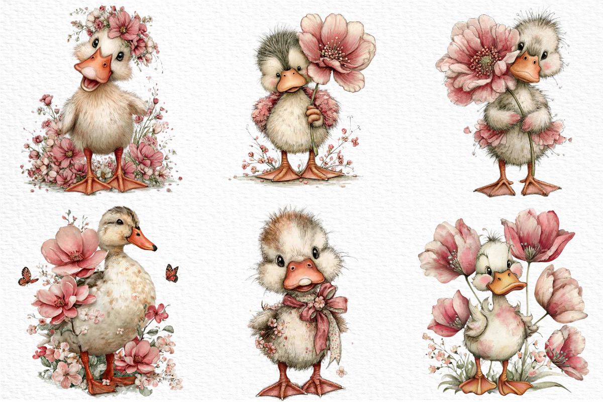 Whimsical Spring Duck Clipart Bundle, an Illustration by Craft Nest (Photo 4 of 10)