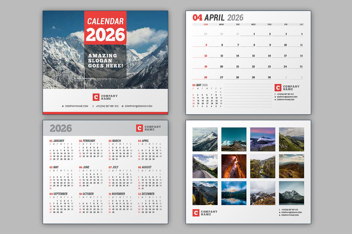 Wall Calendar 2026 (WC037-26-S), a Stationery Template by mikhailmorosin (Photo 3 of 8)