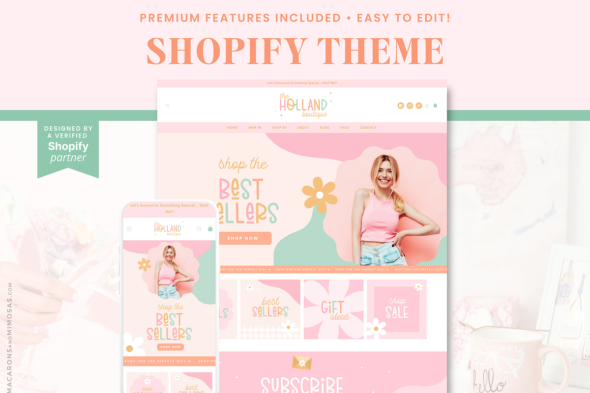 Pastel Boutique Shopify Theme, a Shopify Template by Macarons and Mimosas (Photo 1 of 10)