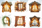 Watercolor Autumn Window Clipart Set, a Graphic by designcity5 (Thumbnail 2 of 5)