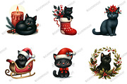 Quirky Christmas Black Cat Clipart, an Illustration by designcity5 (Thumbnail 2 of 5)