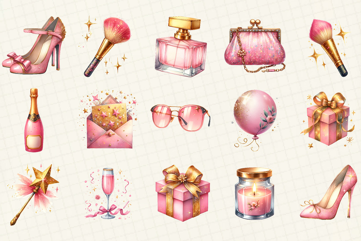 Pink Happy New Year Clipart, an Illustration by DreamCafeArt (Photo 5 of 8)
