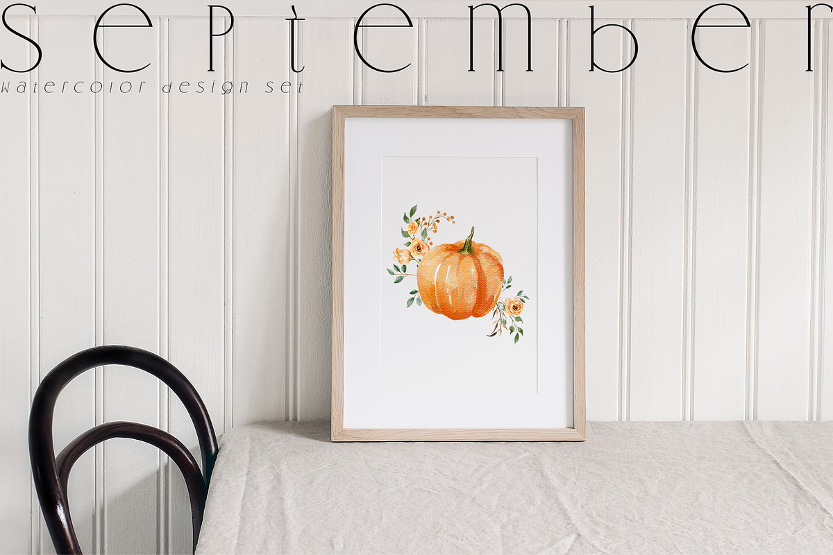 SEPTEMBER Watercolor Fall Set, an Object Graphic by Kaleriia (Photo 4 of 13)