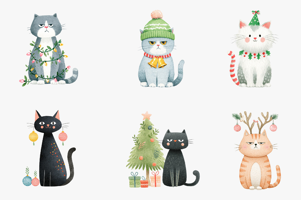 Christmas Cat clipart, an Illustration by CreationArt (Photo 5 of 5)