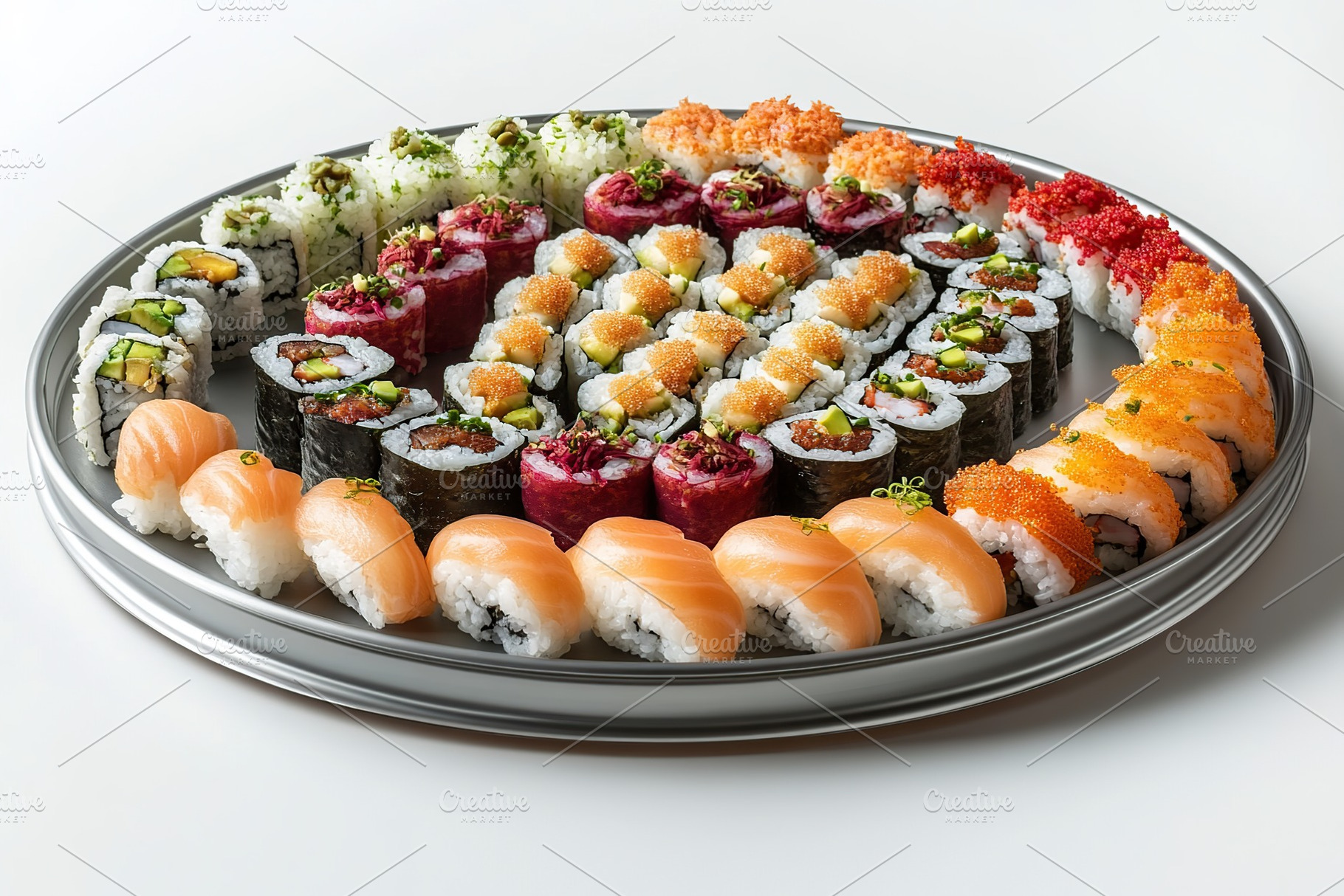 Fresh tasty sushi rolls of japanese cuisine, a Food & Drink Photo by AlyaAnd