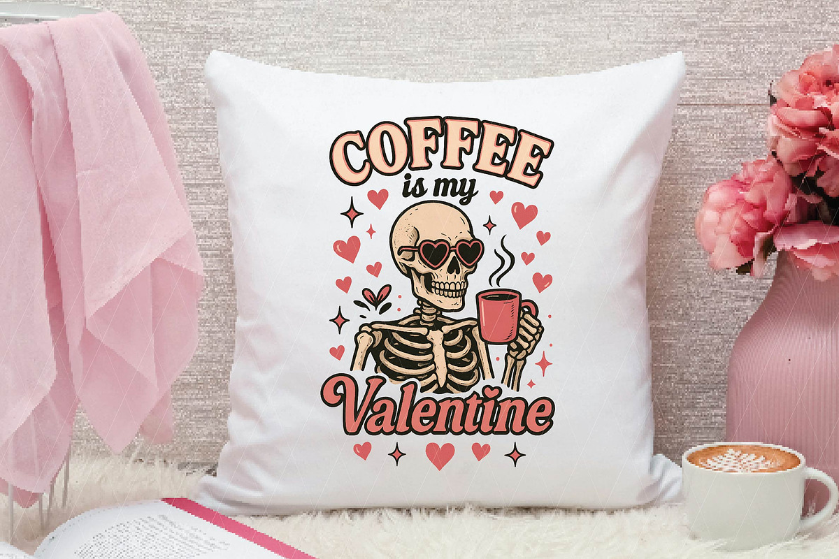 Coffee Is My Valentine Skeleton PNG, an Illustration by DreamPrint404 (Photo 3 of 8)