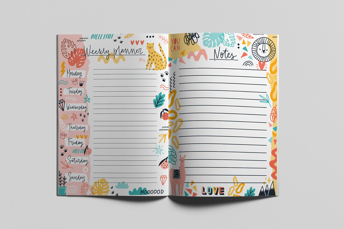 Doodle planner backgrounds set, a Decorative Illustration by Good Studio (Photo 5 of 6)
