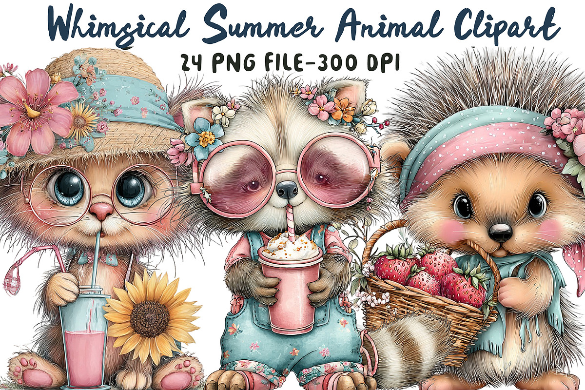 Whimsical Summer Animal Clipart, an Icon by Libby Wishes (Photo 1 of 5)
