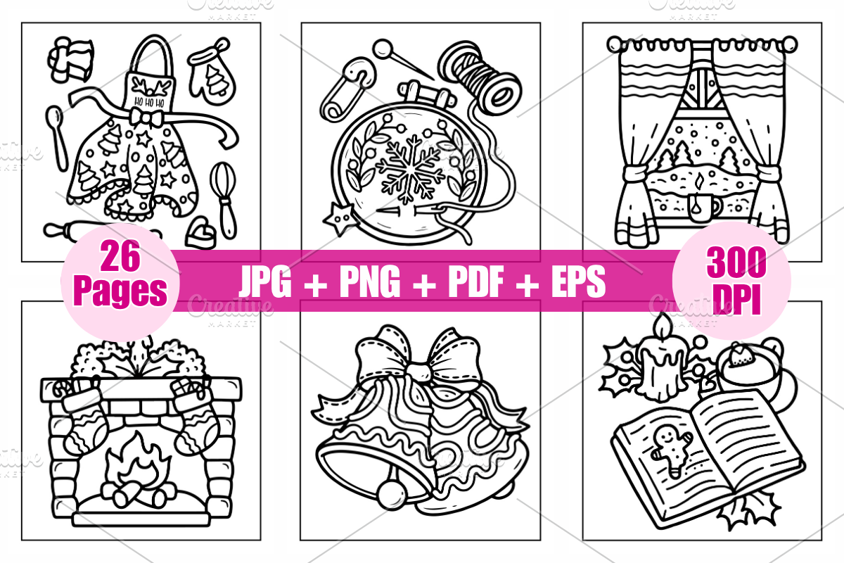 Christmas Girl Coloring Pages, a Seasonal Illustration by Daisy Doodle