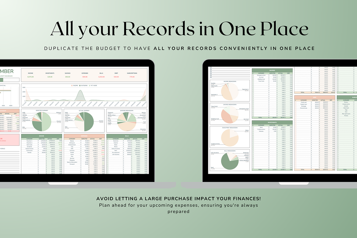 Standard Monthly Budget - Green, a Templates & Theme by The Creative Plans co (Photo 8 of 10)