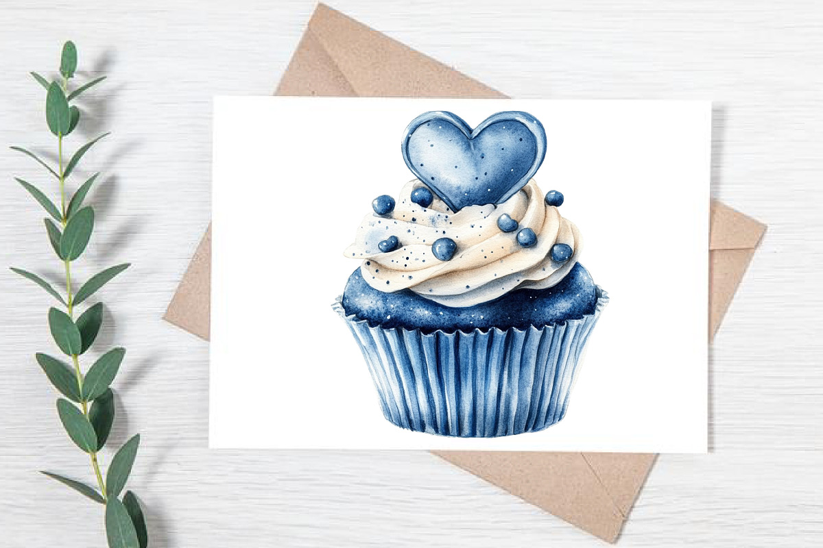 Watercolor Valentine's Blue Clipart, an Illustration by Canvas Craft (Photo 5 of 6)
