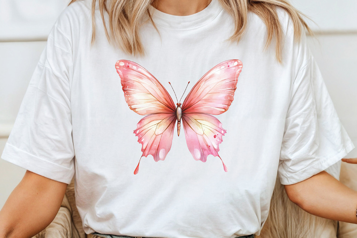 Watercolor Pink Butterfly Clipart, an Illustration by CraftArtStudio (Photo 4 of 6)