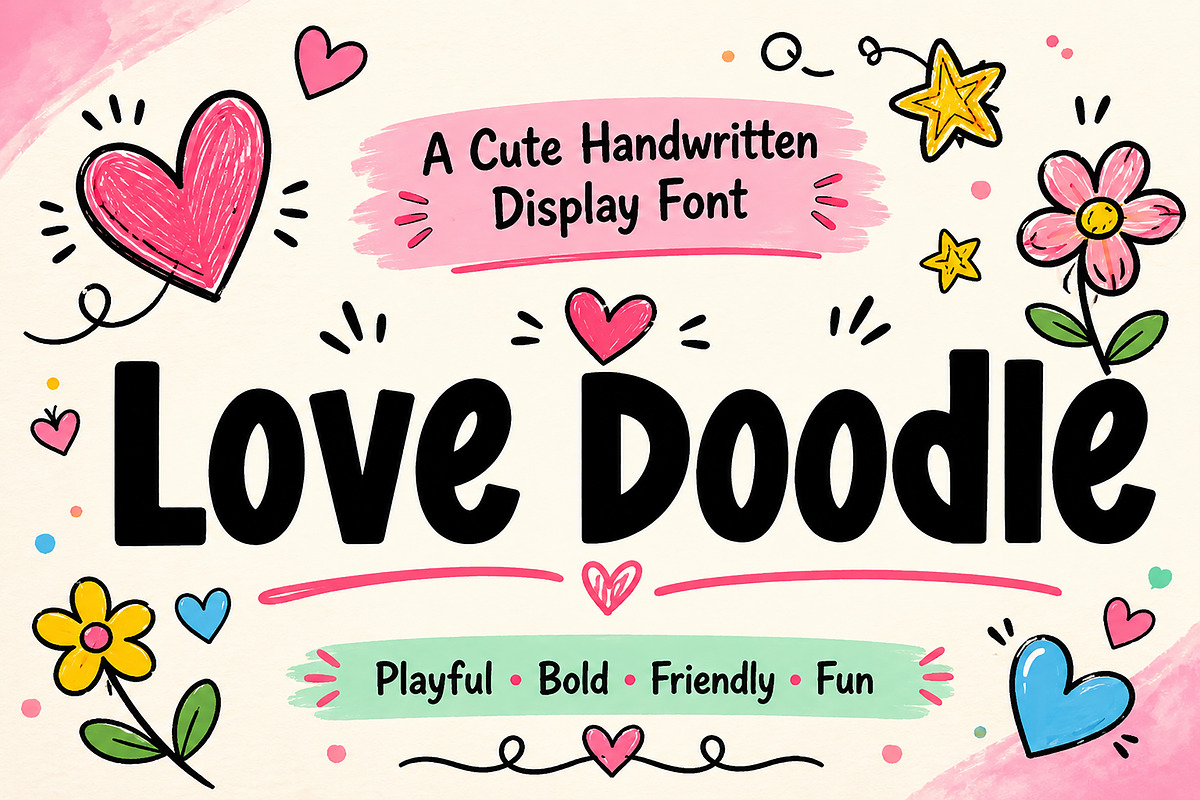 Love Doodle, a Handwritten Font by Wow Magic (Photo 3 of 6)