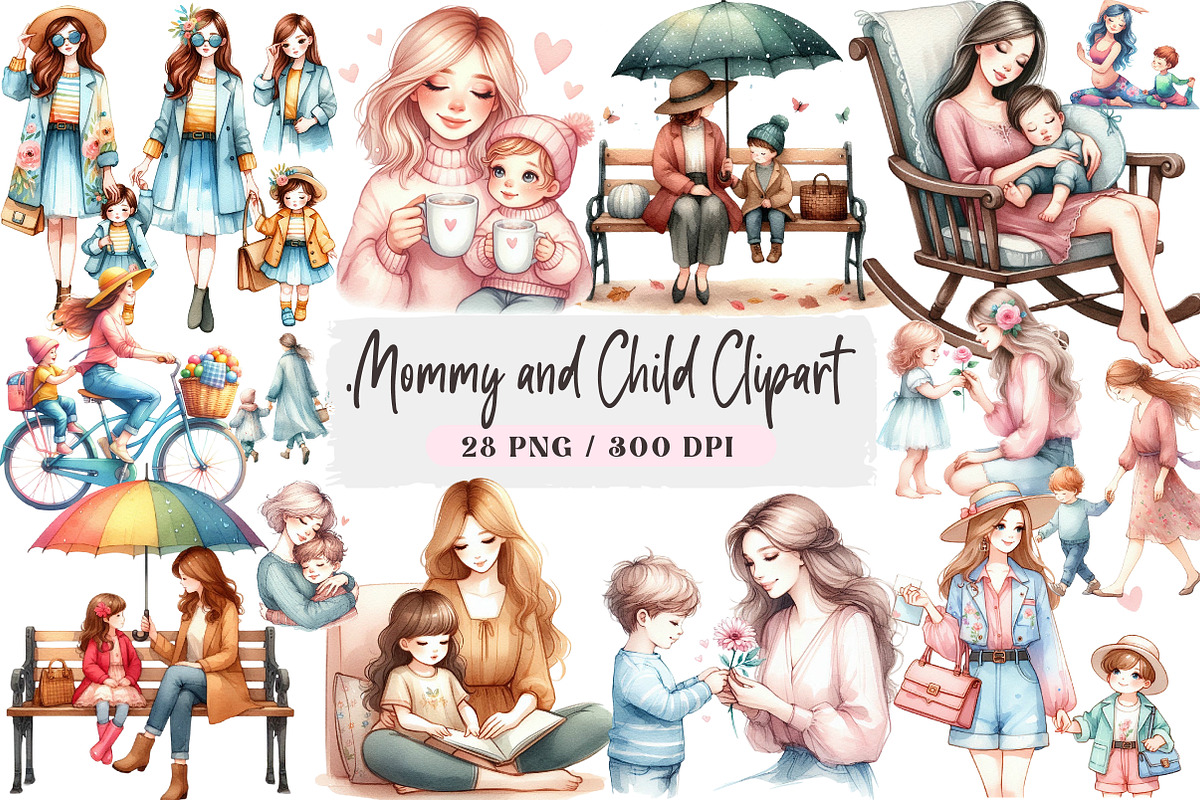 .Mommy and Child Clipart, an Illustration by DreamArtGraphic (Photo 1 of 4)
