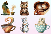 Cat Silhouette Love Coffee Clipart., a Graphic by CitraGraphics (Thumbnail 2 of 4)