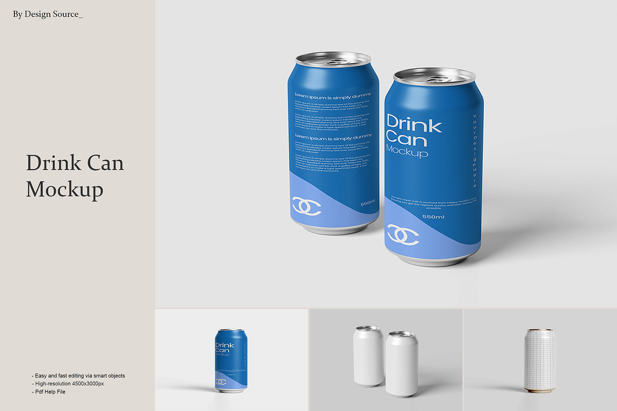 Drink Can Mockup, a Packaging Mockup by Design Source_ (Photo 1 of 3)