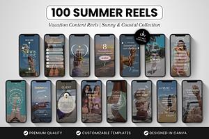 100 Summer Aesthetic Reels Templates, a Social Media Template by DigiPax