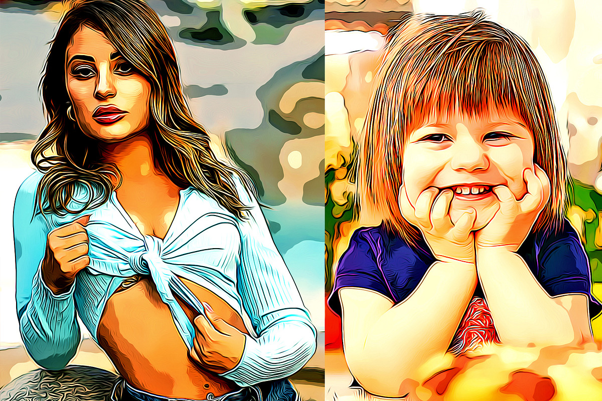 Premium Cartoon Oil Paint, an Action Add-On by U_Design (Photo 11 of 11)