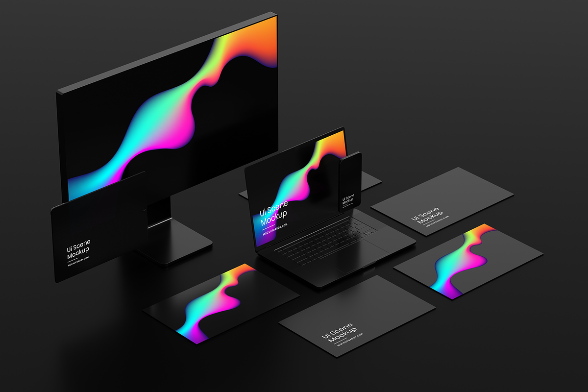 Black Devices Mockup Dark Theme Set, a Mac Mockup by Mockupdaddy (Photo 15 of 22)