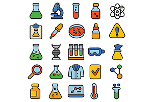 Science Laboratory Icon Set, an Object Graphic by RT Studio