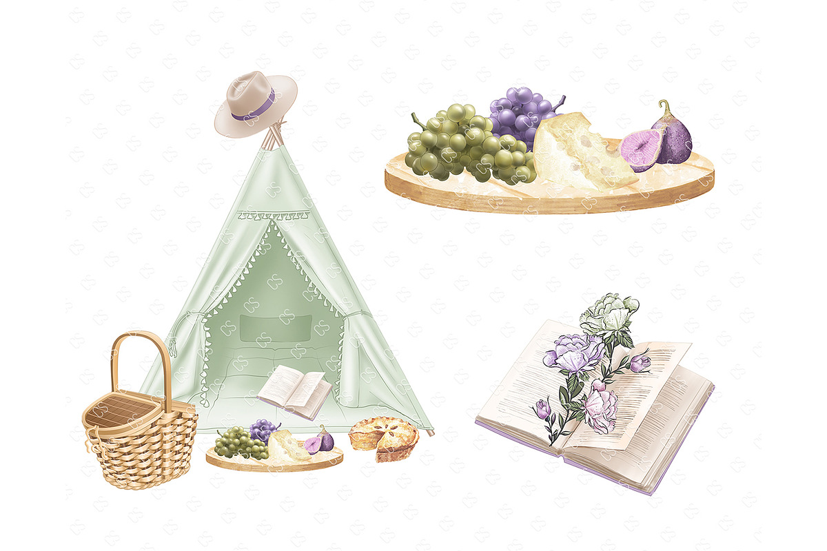 Picnic clipart, spring illustration, a Food Illustration by Collart Studio (Photo 6 of 8)