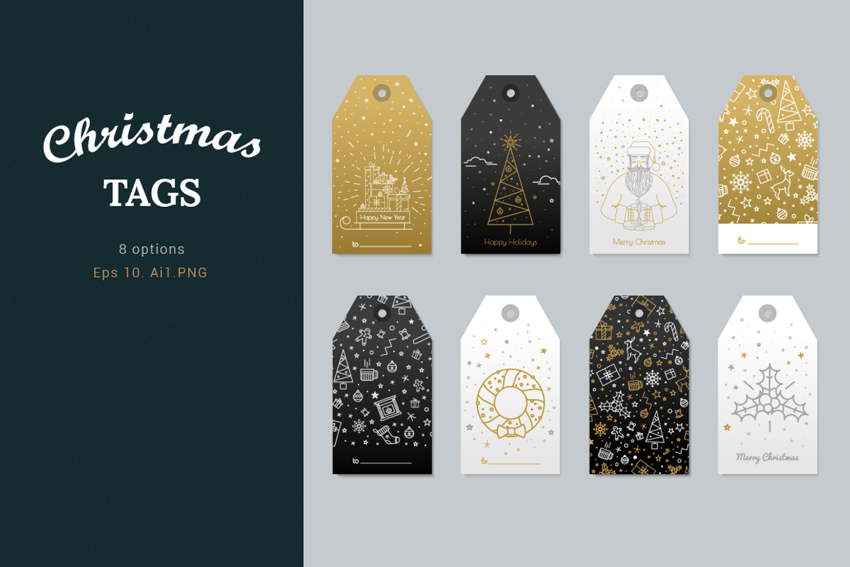 Gold line Christmas set, an Illustration by Fay_Francevna (Photo 5 of 5)