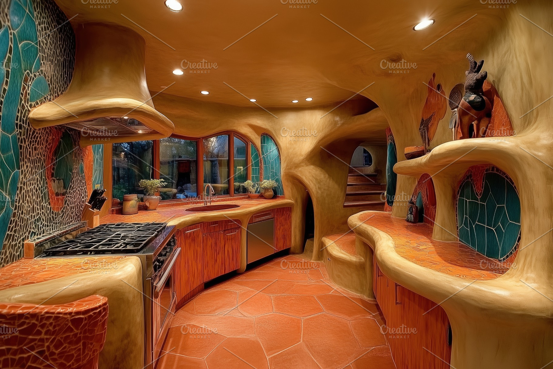 A Southwestern interior design style uniquely designed kitchen featuring organi, an Arts & Entertainment Photo by Textures & Backgrounds