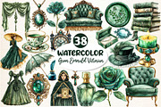 Green Emerald Victorian Clipart PNG, an Illustration by Dream Creation (Thumbnail 1 of 4)