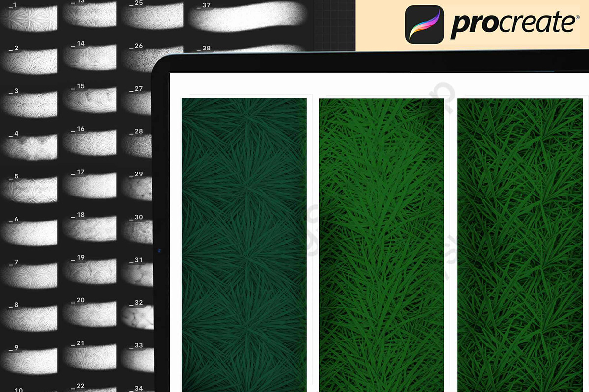 100 Procreate Grass Texture Brushes, a Brush Add-On by DrawingStoryShop (Photo 2 of 6)